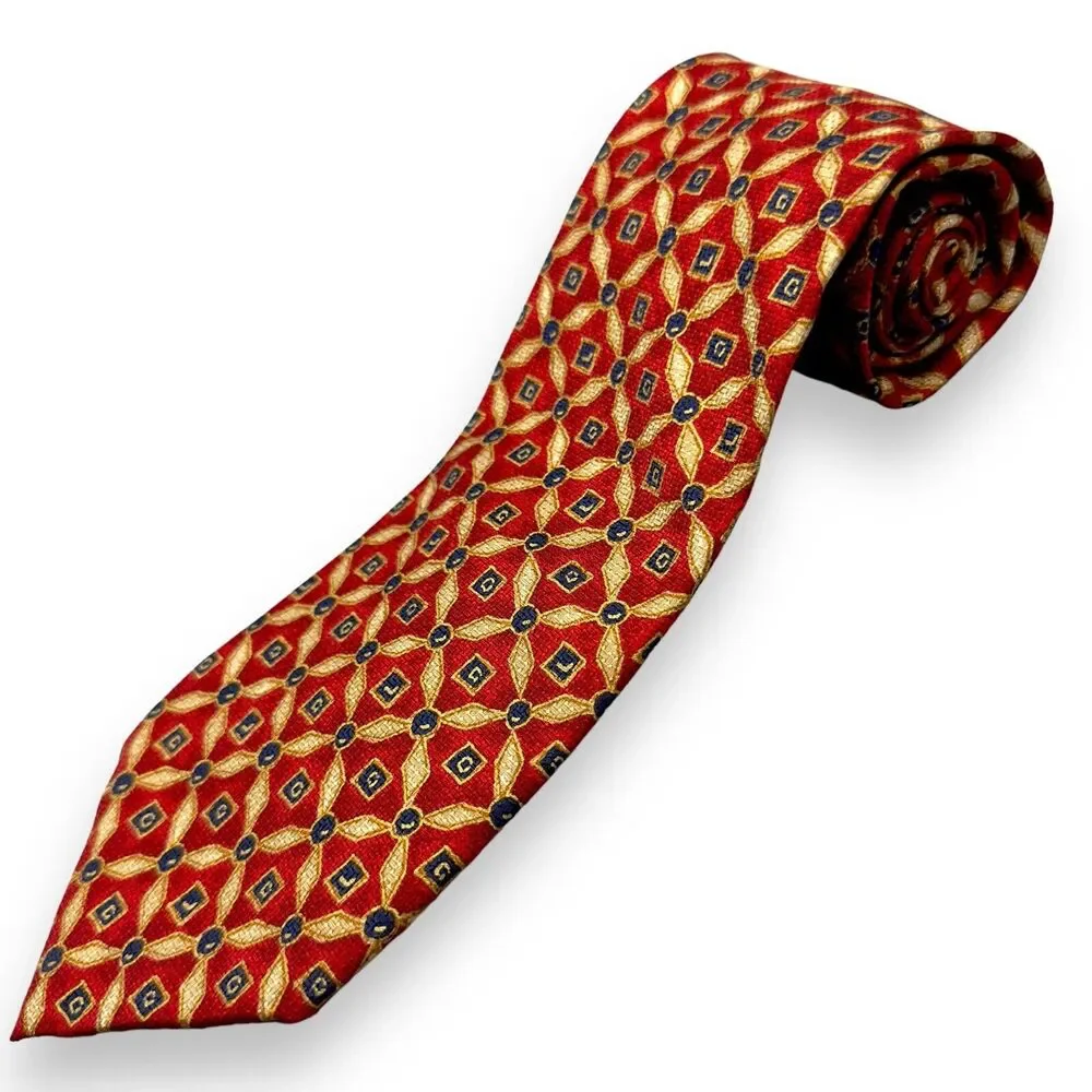 X'andrini 100% Silk Dress Tie Made in USA Vintage Geometric Print‎ 58